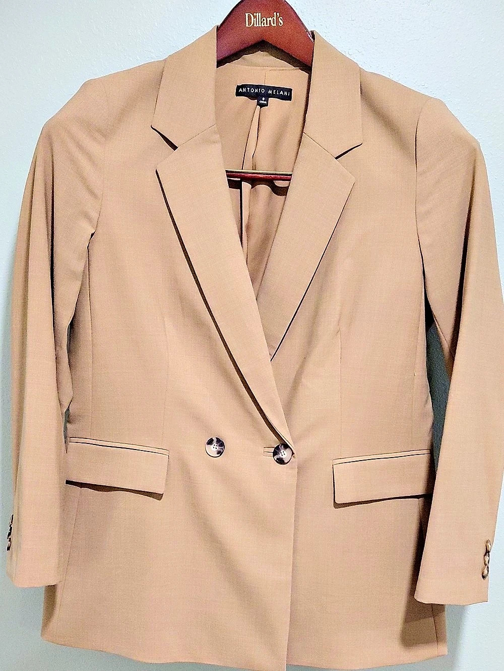Antonio Melani Women's Double-Breasted Blazer in Beige Size 8